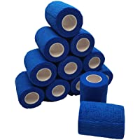nilo Antiadherente vendas – 12 rollos de 10 cm x 4-5 m- etiqueta vendaje- elástico vendaje (Azul)